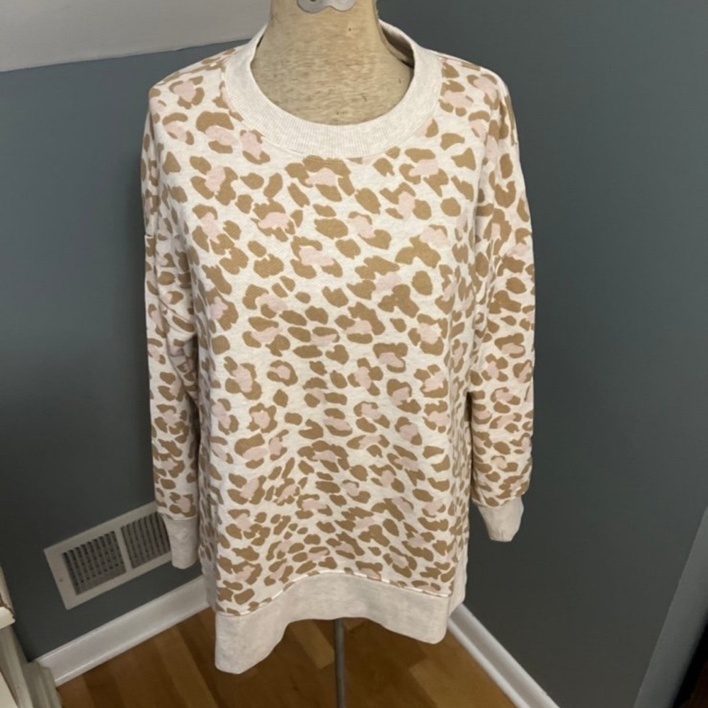 Aerie Leopard Print Sweater - Tan and Cream